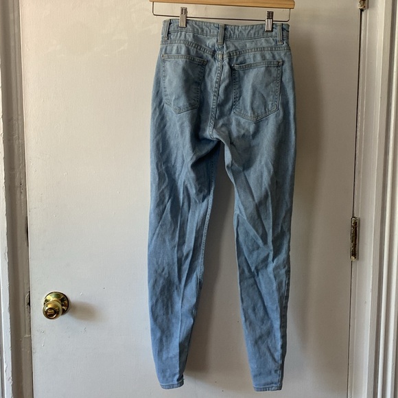 American Apparel Stretch Denim Pencil Jeans in Medium Stone Washed Indigo - Picture 3 of 5